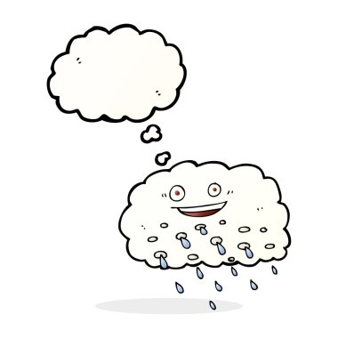 Düşünce baloncuklu çizgi film yağmur bulutu