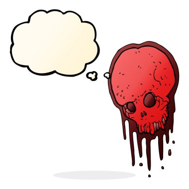 Düşünce baloncuklu korkunç kafatası