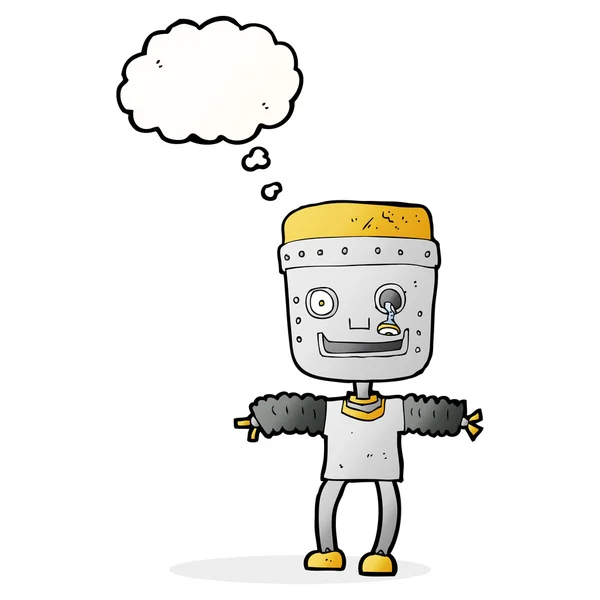 Ρομπότ κινουμένων σχεδίων με φούσκα σκέψης — Διανυσματικό Αρχείο