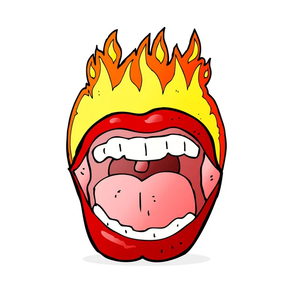 Desenho animado símbolo da boca flamejante — Vetor de Stock