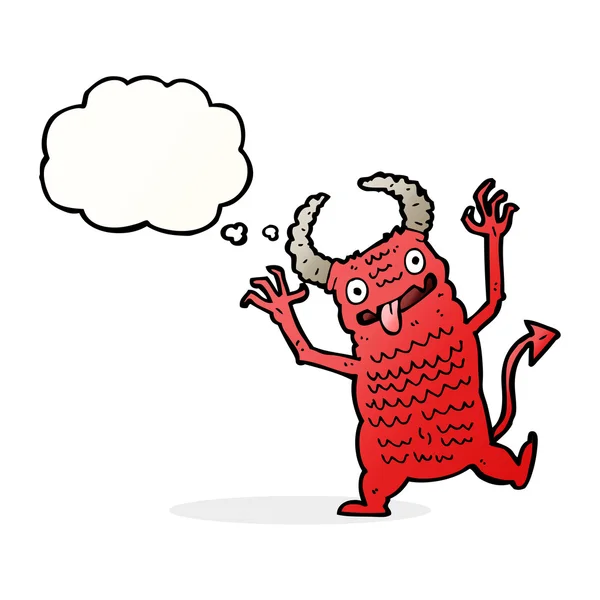 Cartoon demon met gedachte zeepbel — Stockvector