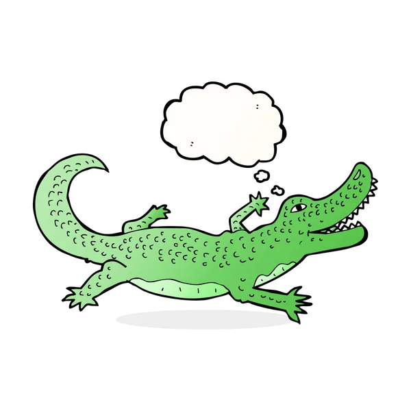 Crocodile dessin animé avec bulle de pensée — Image vectorielle