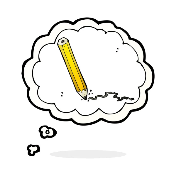 Cartoon pencil with thought bubble — Stock Vector