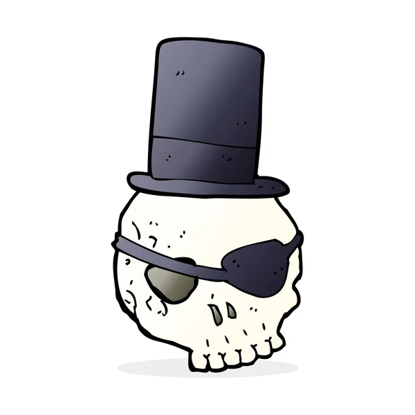 Skull in top hat cartoon — Stock Vector