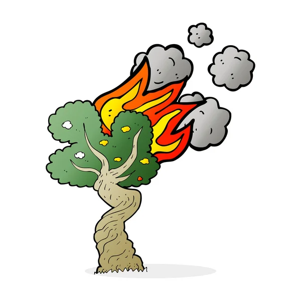 卡通燃烧树 — 图库矢量图片