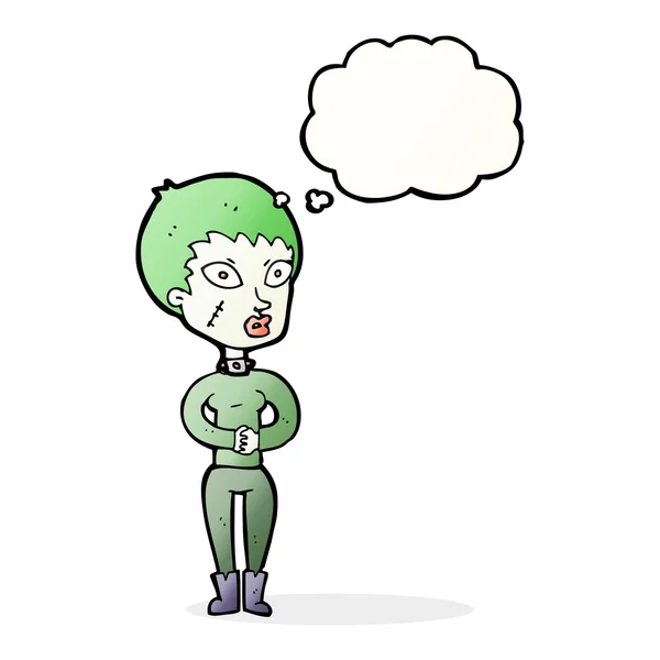 卡通片僵尸女孩与思想泡沫 — 图库矢量图片