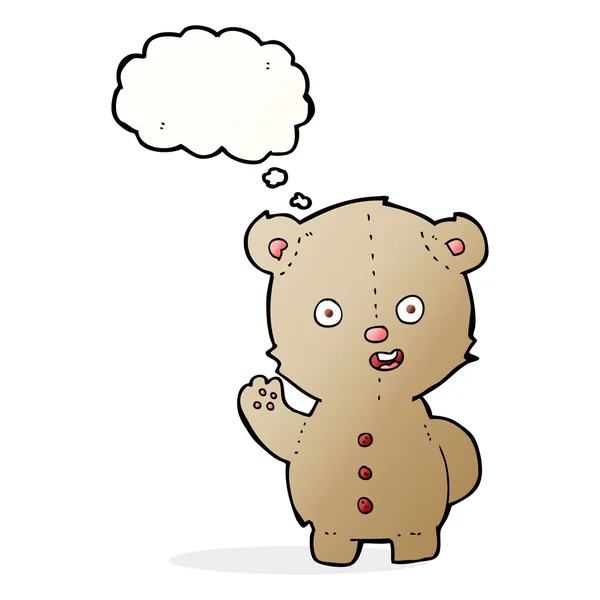 Cartone animato orsacchiotto con bolla di pensiero — Vettoriale Stock
