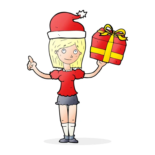 Mujer de dibujos animados con regalos — Vector de stock