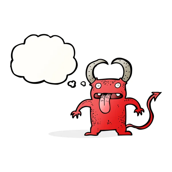 Cartoon little devil with thought bubble — Stock Vector