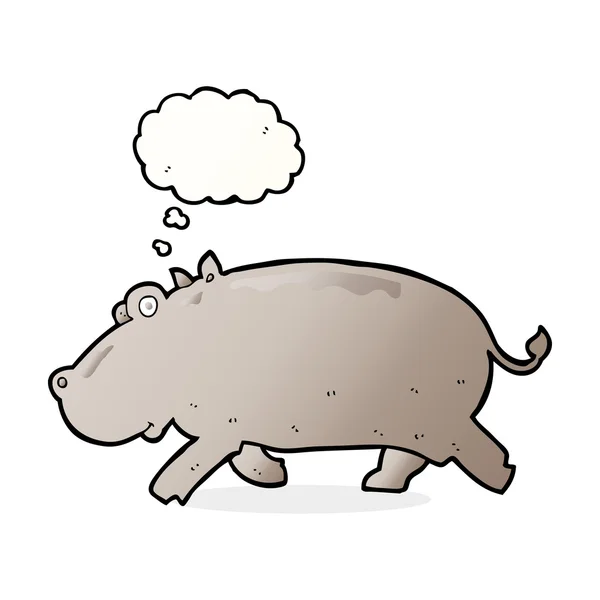 Dessin animé hippopotame avec bulle de pensée — Image vectorielle