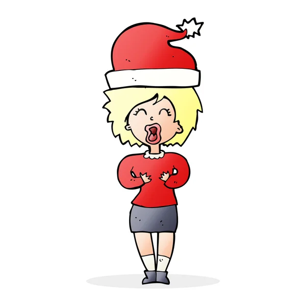 Mujer de dibujos animados preparándose para la Navidad — Archivo Imágenes Vectoriales