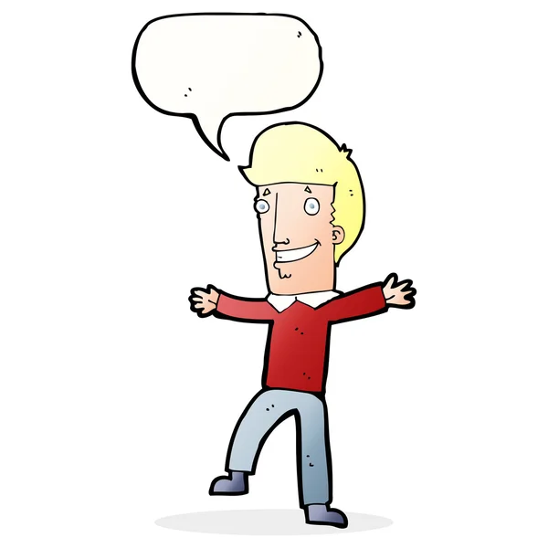 Karikatür mutlu bir adam ile konuşma — Stok Vektör