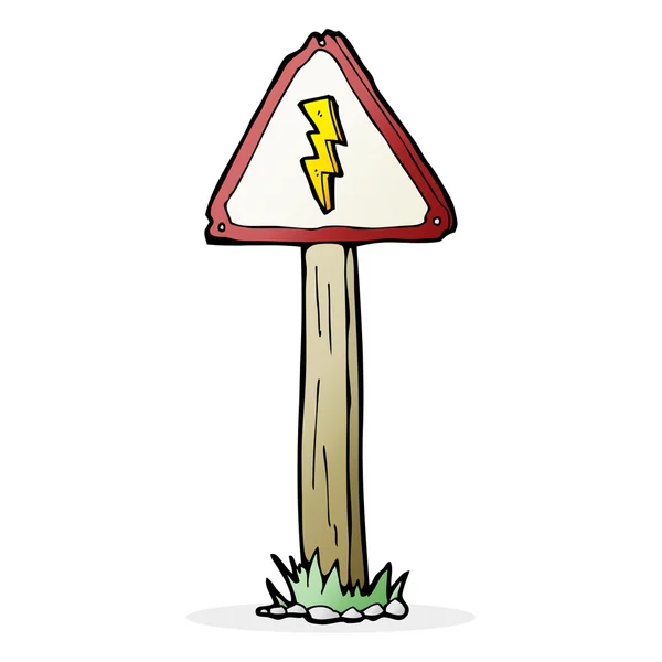 Señal de advertencia eléctrica de dibujos animados — Vector de stock