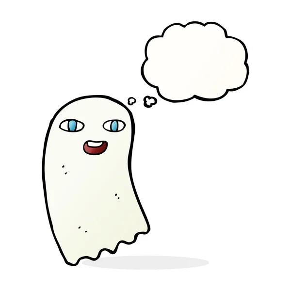 Divertido fantasma de dibujos animados con burbuja de pensamiento — Vector de stock