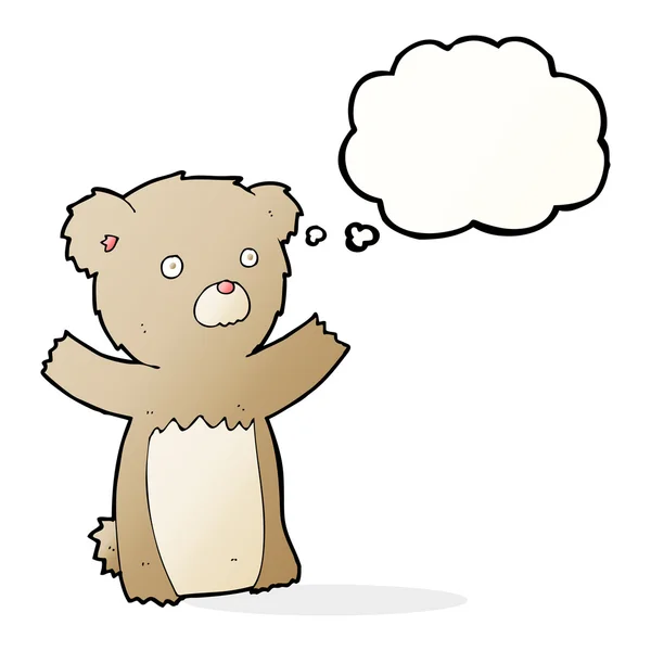 Cartoon teddy bear with thought bubble — Stock Vector