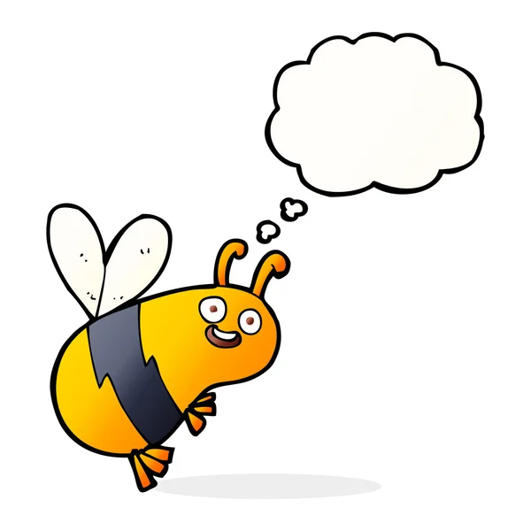 Funny cartoon bee with thought bubble — Stock Vector