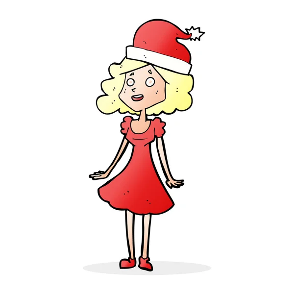 Mujer de dibujos animados vestida para Navidad — Archivo Imágenes Vectoriales