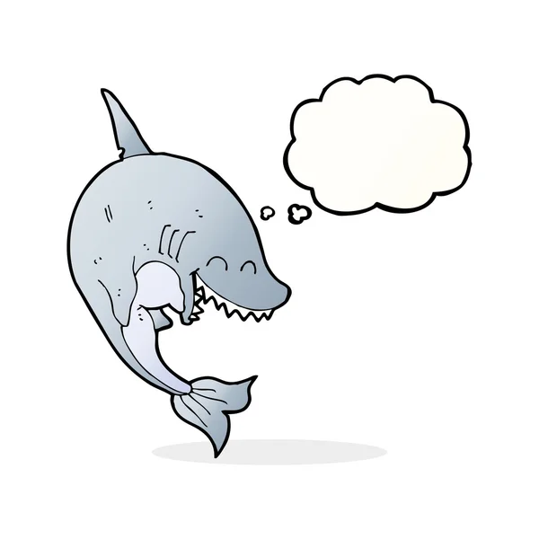 Tiburón de dibujos animados con burbuja de pensamiento — Vector de stock