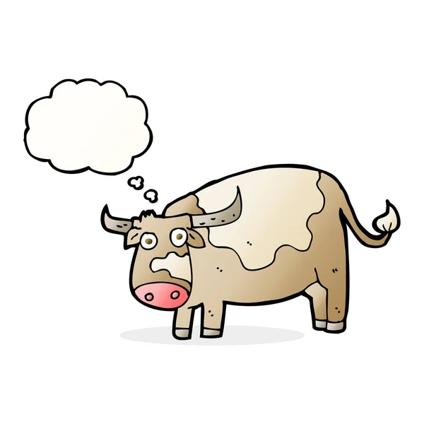 Vaca de dibujos animados con burbuja de pensamiento — Archivo Imágenes Vectoriales