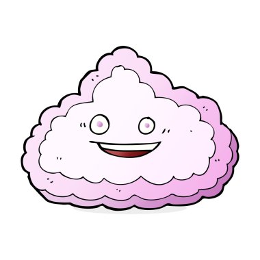 karikatür mutlu pembe bulut