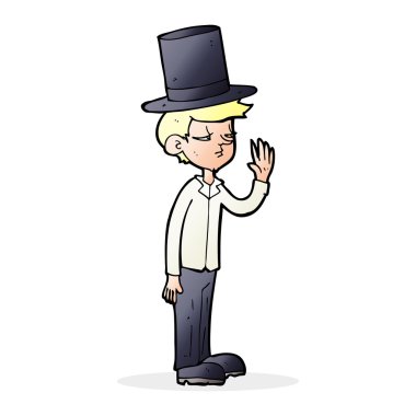 çizgi adam giyen üst şapka