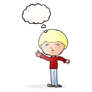 Düşünce baloncuğu olan kötü adam çizgi filmi