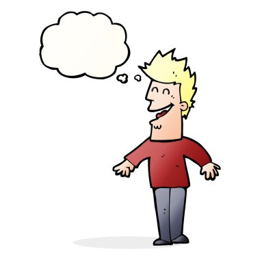 çizgi film mutlu adam düşünce baloncuğu ile