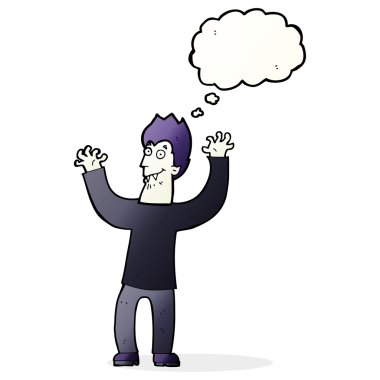 Düşünce baloncuklu cadılar bayramı vampiri çizgi filmi