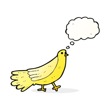 Düşünce baloncuklu çizgi film kuşu