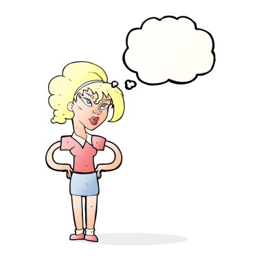 el HIPS düşünce balonu ile kadınla çizgi film