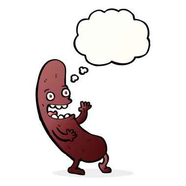 Düşünce baloncuklu çizgi film sosisi