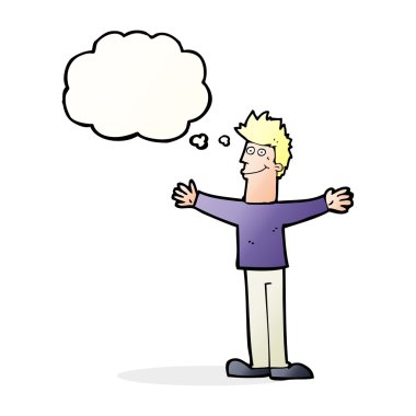 çizgi film mutlu adam düşünce baloncuğu ile