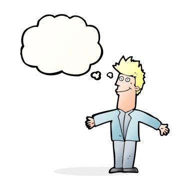 çizgi film mutlu adam düşünce baloncuğu ile