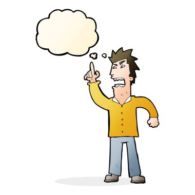 çizgi film kızgın adam düşünce baloncuğuyla nokta koyuyor