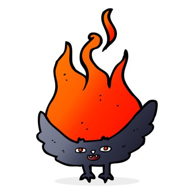 karikatür alevli Cadılar Bayramı yarasası