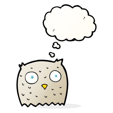 Düşünce baloncuklu çizgi film baykuşu