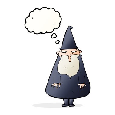 Düşünce baloncuklu çizgi film sihirbazı