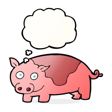 Düşünce baloncuklu çizgi film domuzu