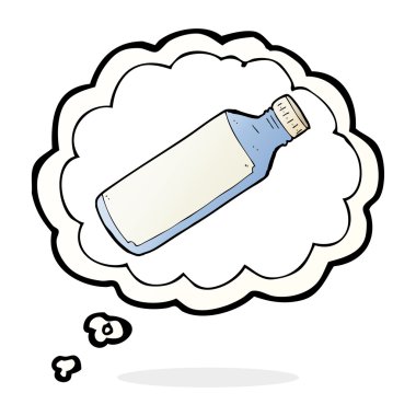 Düşünce baloncuklu çizgi film su şişesi