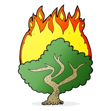 karikatür yanan ağaç