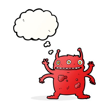 Düşünce baloncuklu uzaylı yaratık.