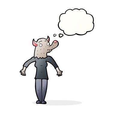 çizgi film kurt adam kadın düşünce balonu ile