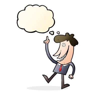 Düşünce baloncuğu olan çizgi film adamı.