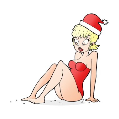 Çizgi film mayo modeli Noel şapkasıyla