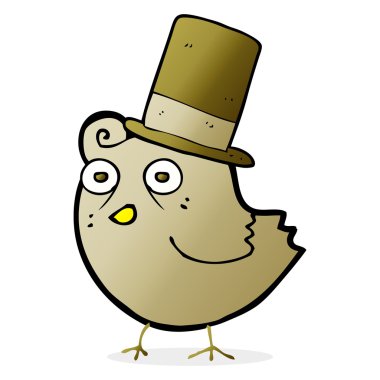 karikatür kuş giyen şapka