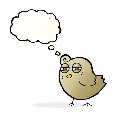 Düşünce baloncuklu komik çizgi film kuşu