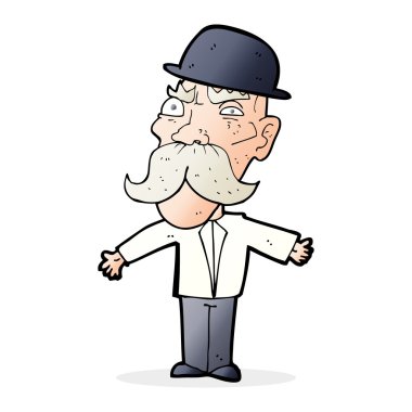 Çizgi film kızgın yaşlı adam. 