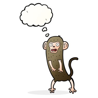 Düşünce baloncuklu çılgın maymun.