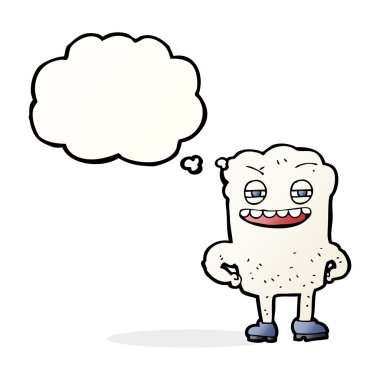 Düşünce baloncuklu mutlu diş çizgi filmi