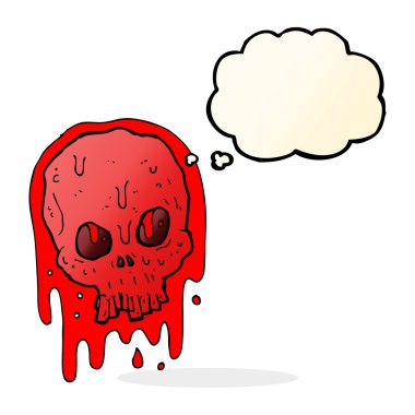 çizgi film kanlı kafatası ile düşünce balonu